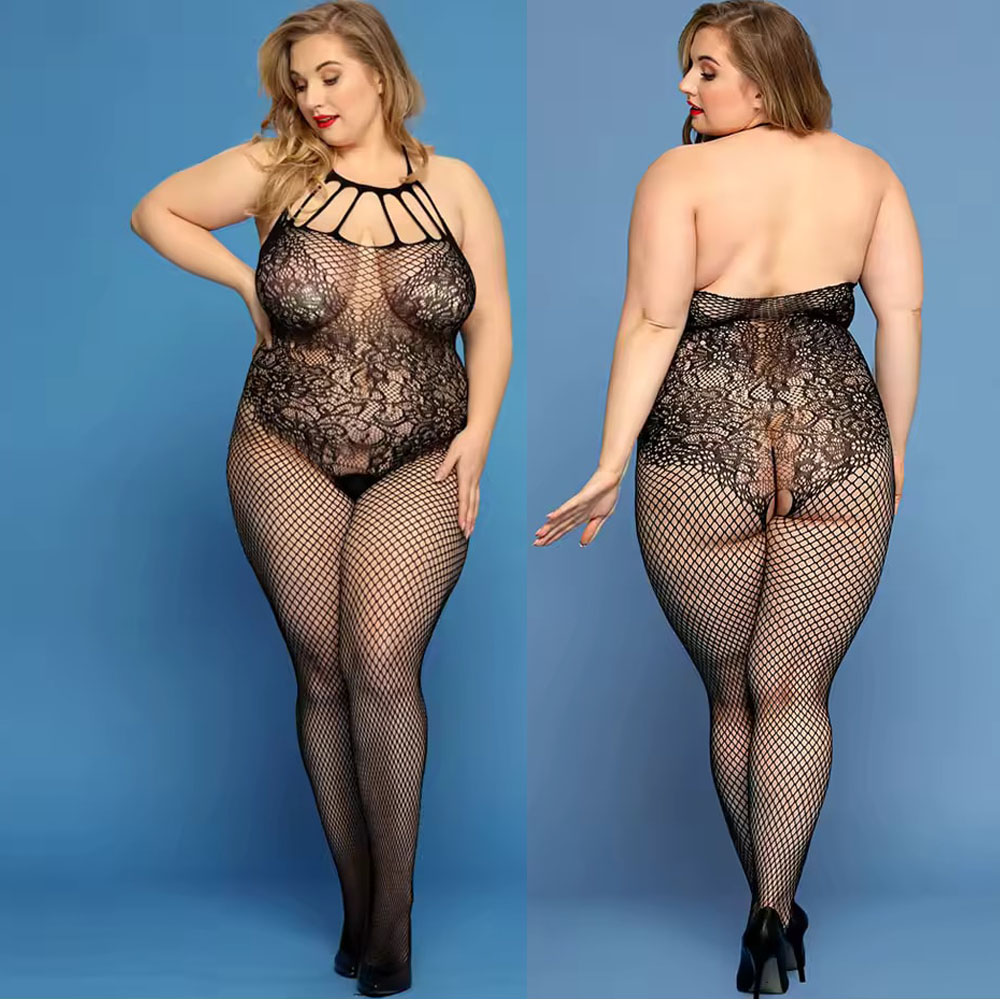Bodystocking Fishnet - Plus Size Crotchless Sexy Lingerie Fishnet