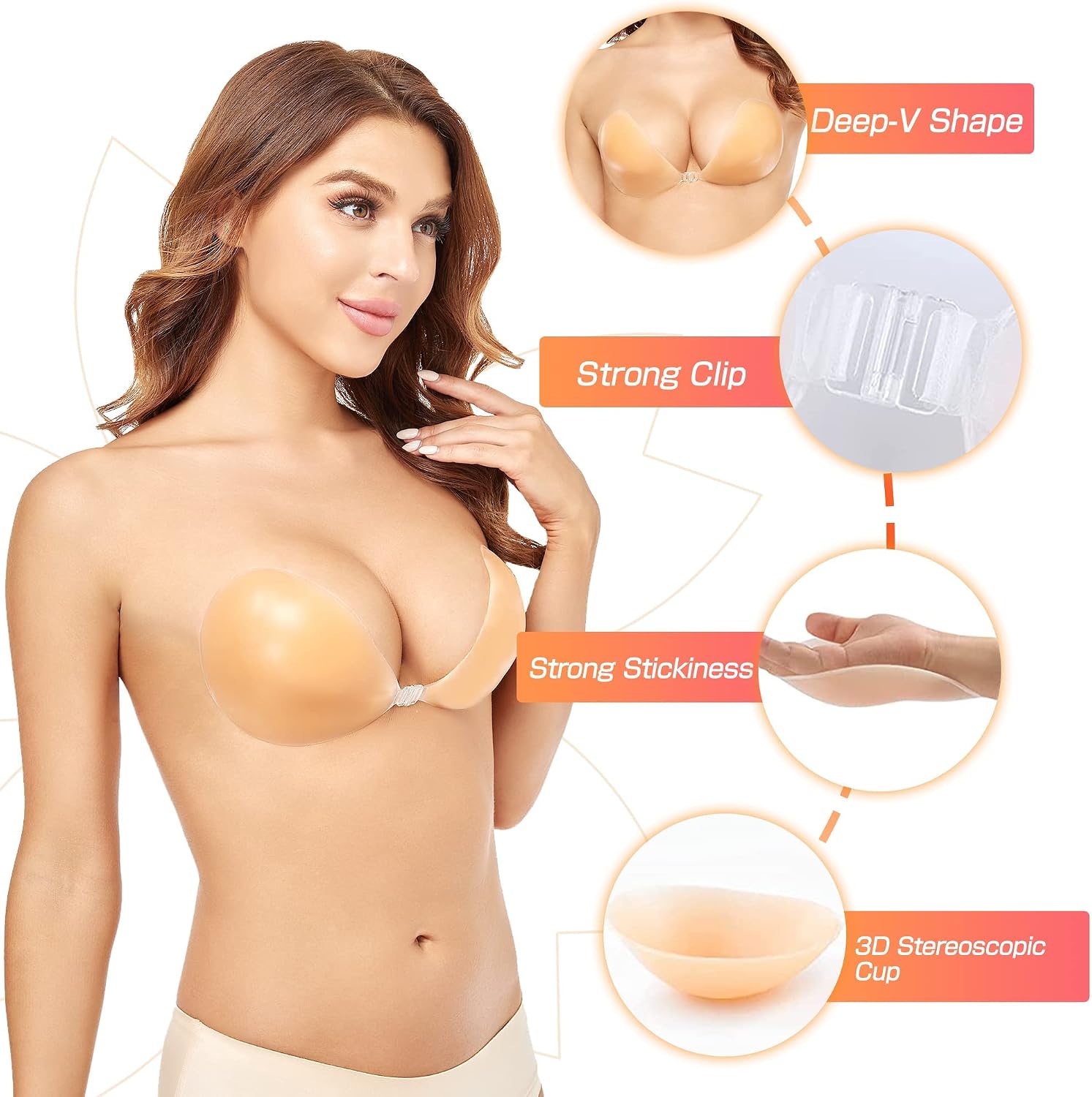 Push-Up Wire-Free Solid Silico - Strapless Bra Backless review and price