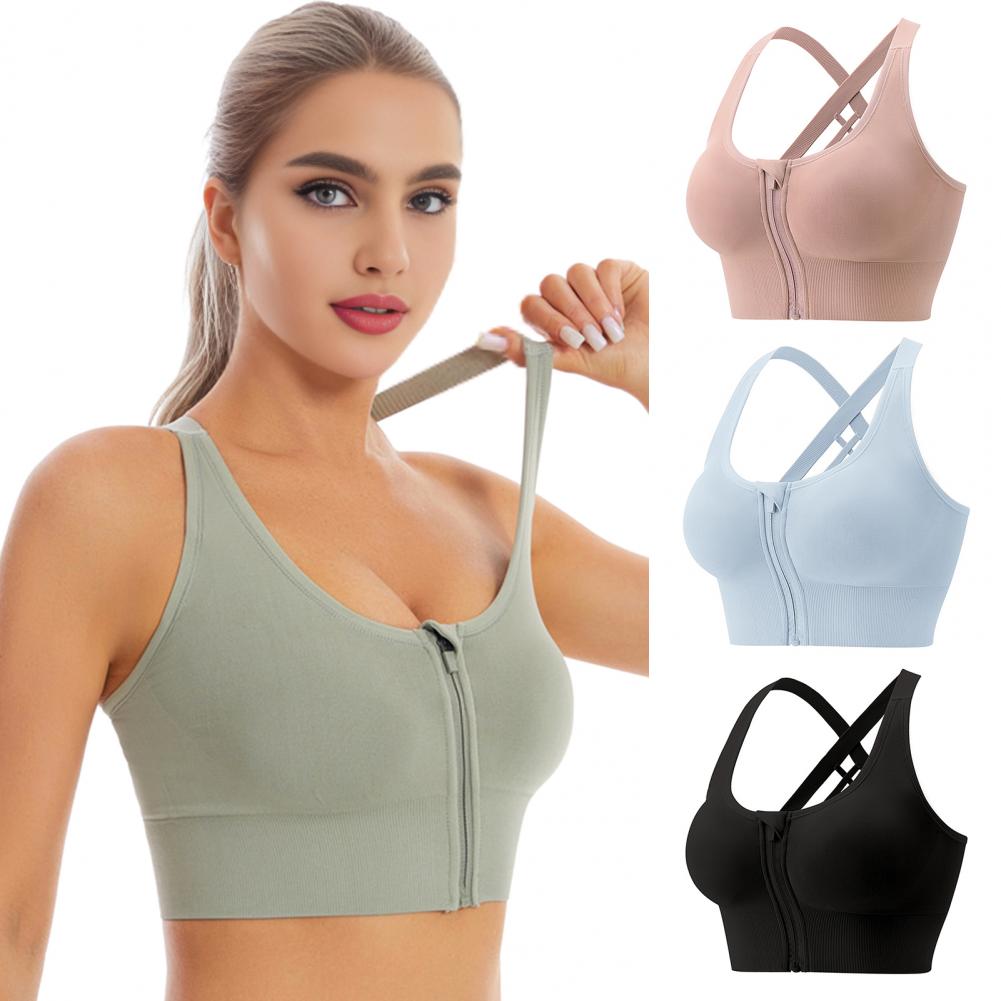 Zip Front Wireless Sports Bra  - Sports Bra High Impact review and price